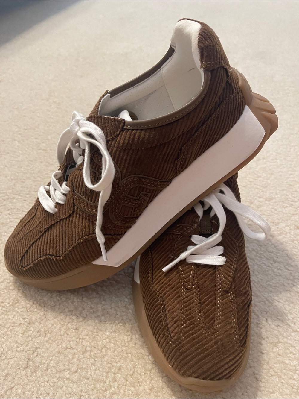 NEW Sam Edelman Langley Brown Corduroy Sneakers SIZE 8 - Picture 5 of 9